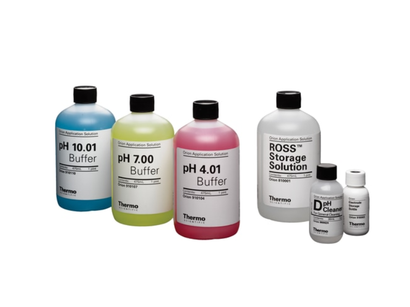 ROSS All-in-One pH Buffer Kit (pH 4.01/7.00/10.01, 475 mL each + ROSS storage + 60 mL cleaning solution)